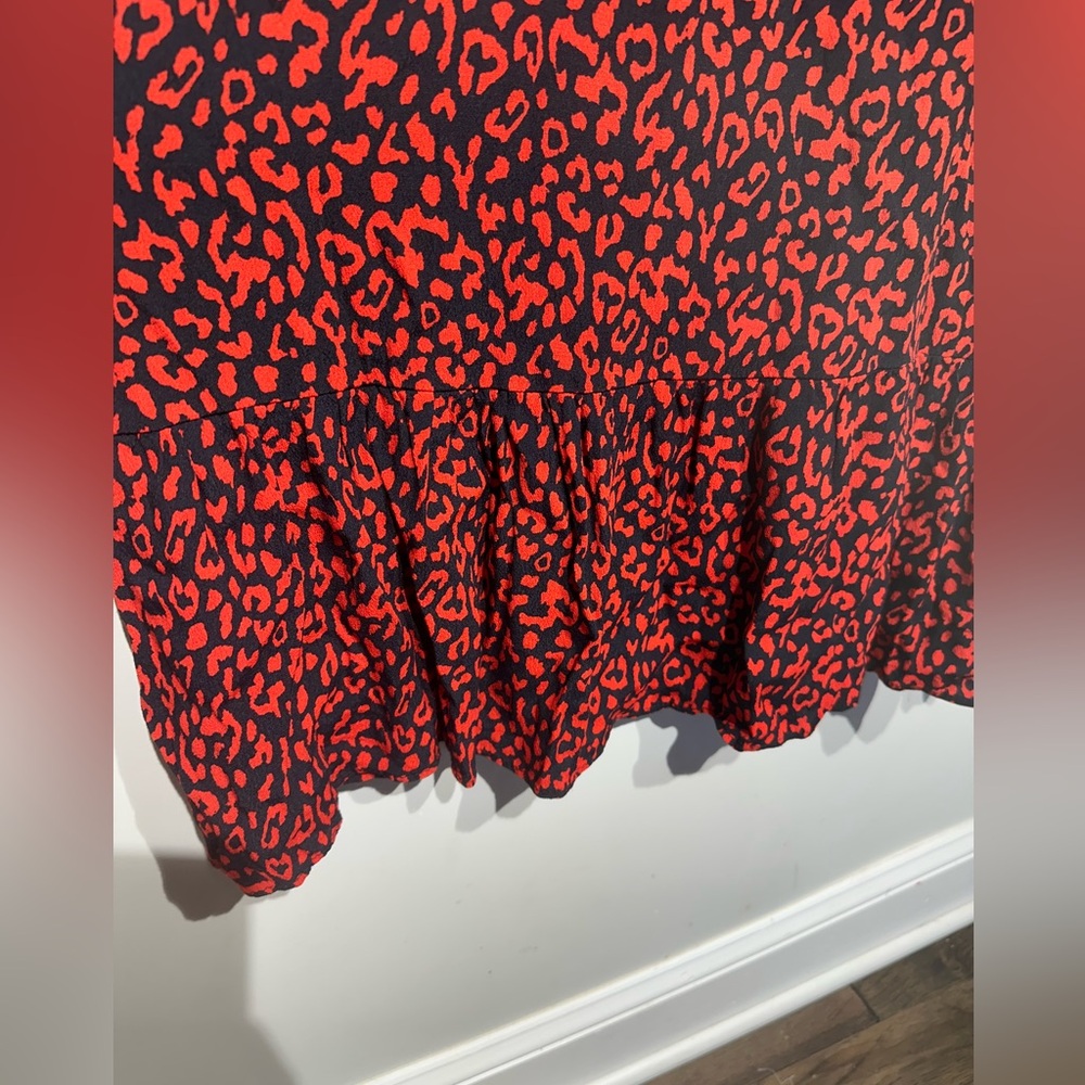 ZARA Red Leopard Printed Midi Tent Dress Women's Size M - Picture 9 of 15